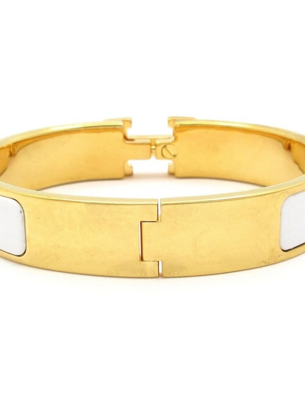 HERMES Clic H Gold White Hardware Patent Leather Bangle - Picture 3 of 6